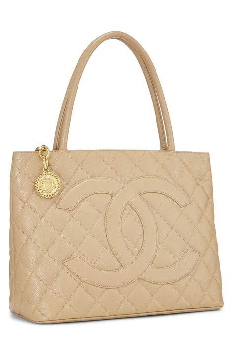 chanel caviar medallion tote|CHANEL Caviar Quilted Medallion Tote Beige.